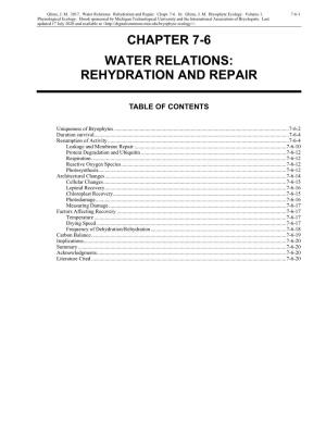 Volume 1, Chapter 7-6: Water Relations: Rehydration and Repair