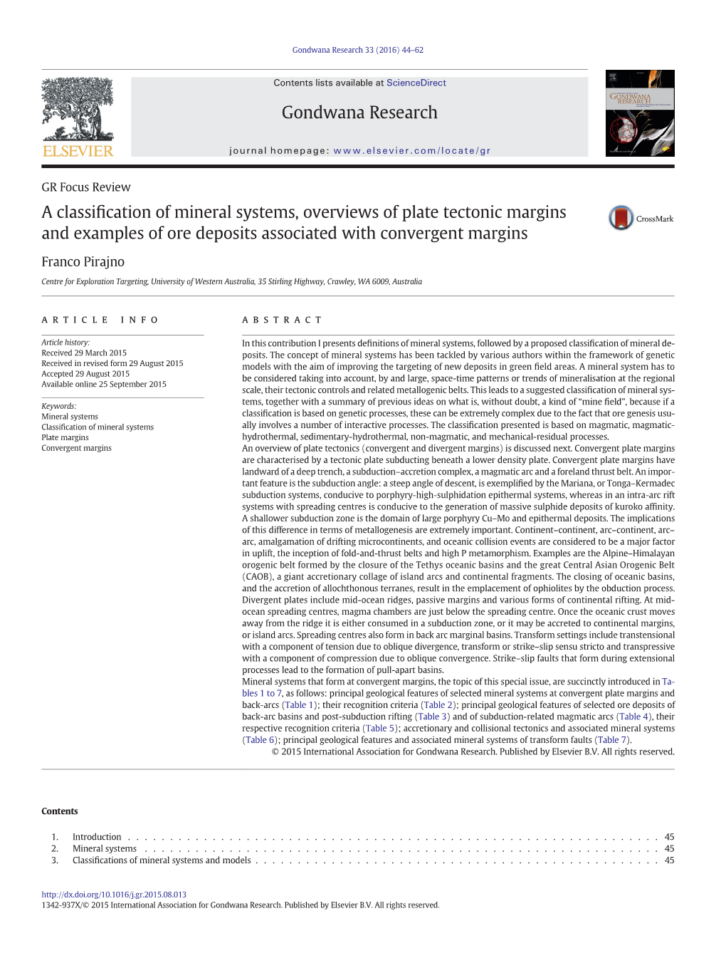 A Classification of Mineral Systems, Overviews of Plate Tectonic Margins