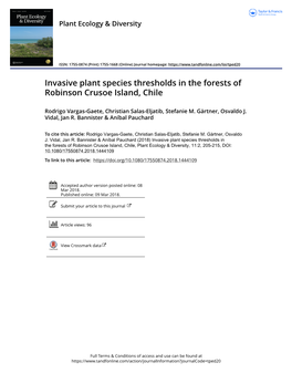 Invasive Plant Species Thresholds in the Forests of Robinson Crusoe Island, Chile
