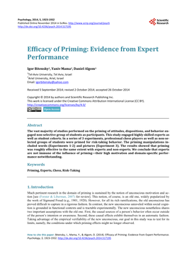 Efficacy of Priming: Evidence from Expert Performance