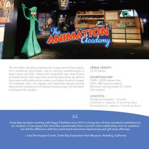 Animation Academy Explores the Unique World of Animation, VENUE LENGTH: from Traditional Hand-Drawn Cels to Exciting Breakthroughs in 12-24 Weeks Stop-Motion and CGI