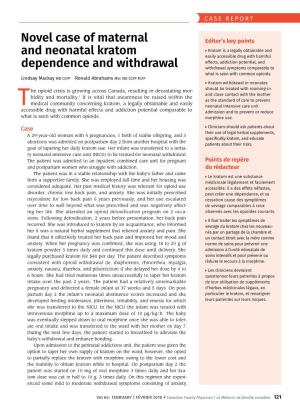 Novel Case of Maternal and Neonatal Kratom Dependence and Withdrawal