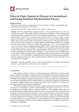 Effect of Chain Transfer to Polymer in Conventional and Living Emulsion Polymerization Process