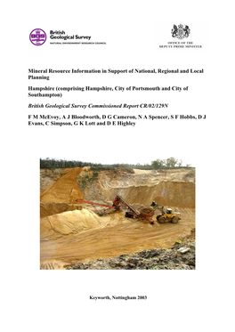 Mineral Resources Report for Hampshire