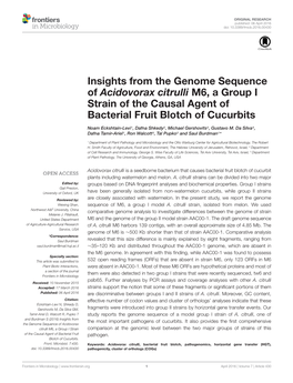 Insights from the Genome Sequence of Acidovorax Citrulli M6, a Group I Strain of the Causal Agent of Bacterial Fruit Blotch of Cucurbits