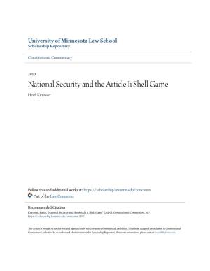 National Security and the Article Ii Shell Game Heidi Kitrosser