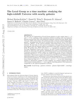 The Local Group As a Time Machine: Studying the High-Redshift Universe with Nearby Galaxies