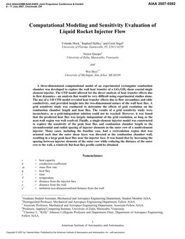 Computational Modeling and Sensitivity Evaluation of Liquid Rocket Injector Flow