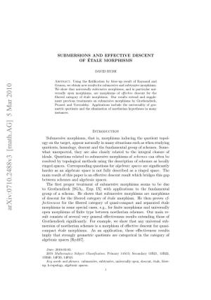 Submersions and Effective Descent of Etale Morphisms