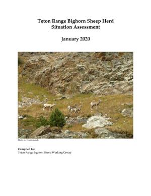 Teton Range Bighorn Sheep Herd Situation Assessment January 2020