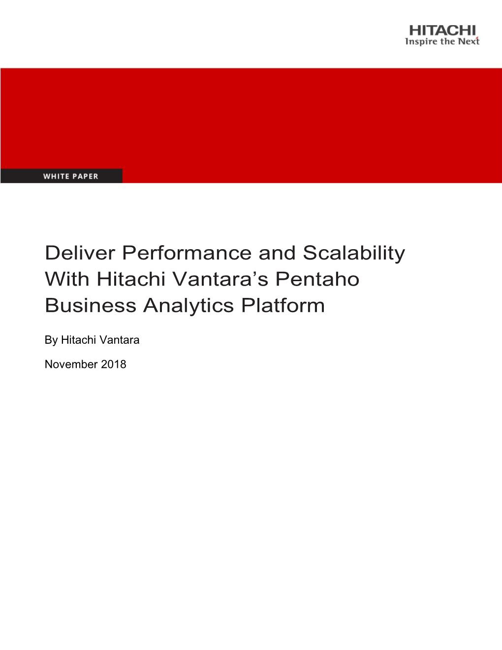 Deliver Performance and Scalability with Hitachi Vantara's Pentaho