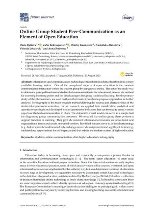 Online Group Student Peer-Communication As an Element of Open Education
