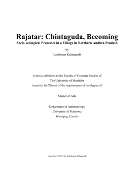 Rajatar: Chintaguda, Becoming Socio-Ecological Processes in a Village in Northern Andhra Pradesh