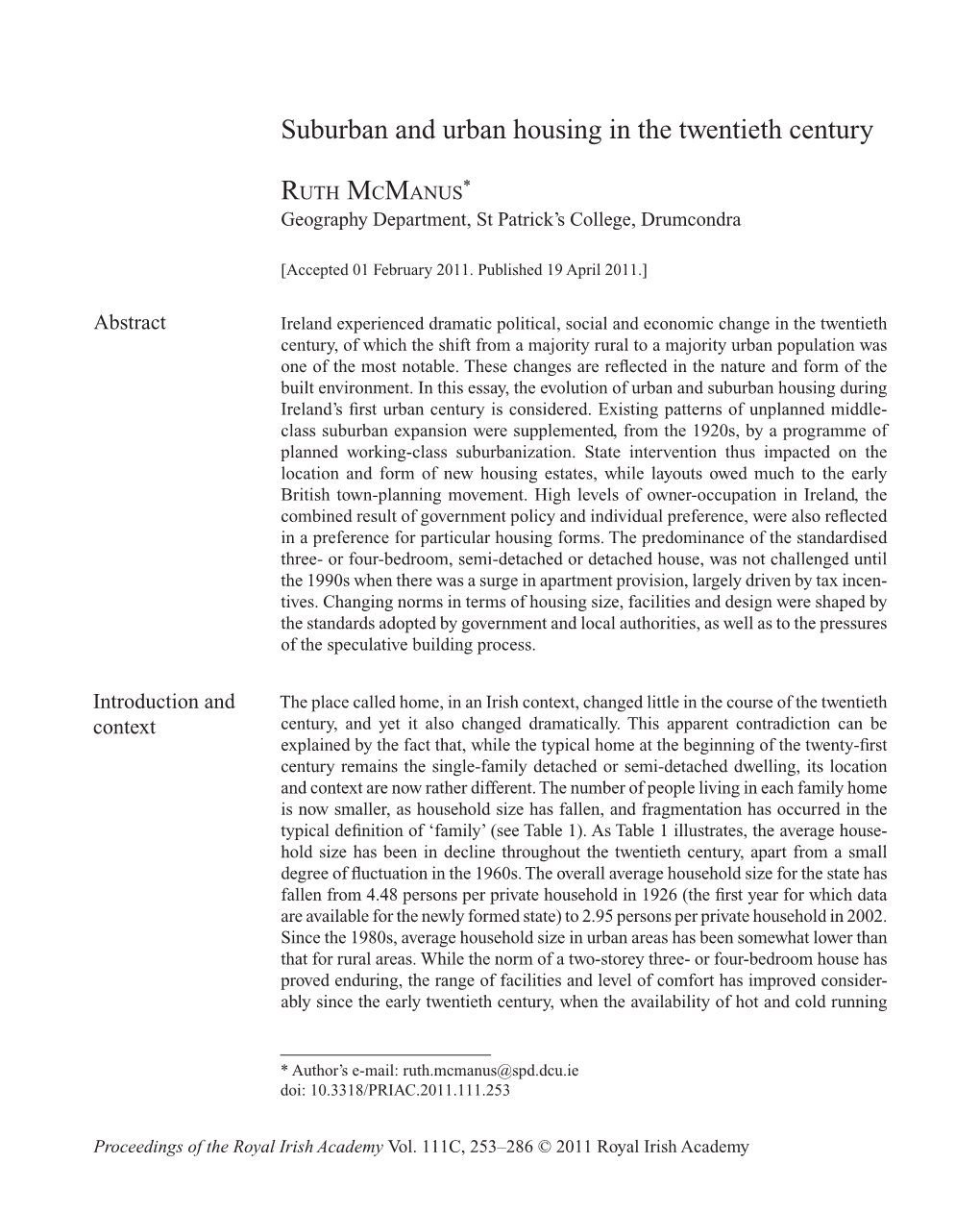 Suburban and Urban Housing in the Twentieth Century