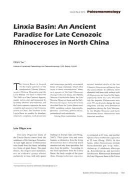 Linxia Basin: an Ancient Paradise for Late Cenozoic Rhinoceroses in North China
