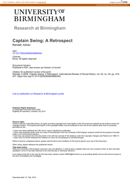 Captain Swing: a Retrospect Randall, Adrian