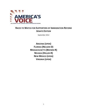 Races to Watch for Supporters of Immigration Reform Senate Edition