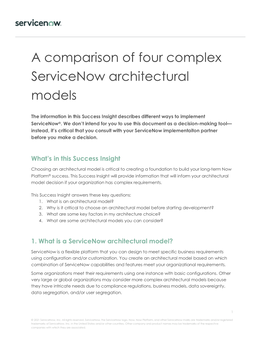 A Comparison of Four Complex Servicenow Architectural Models