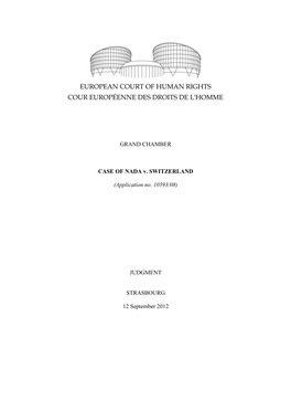 GRAND CHAMBER CASE of NADA V. SWITZERLAND (Application No