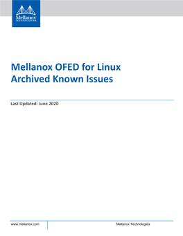 Mellanox OFED for Linux Archived Known Issues