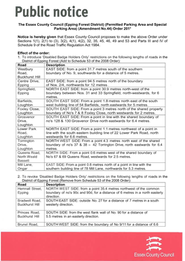 Epping Forest District) (Permitted Parking Area and Special Parking Area) (Amendment No.44) Order 201*