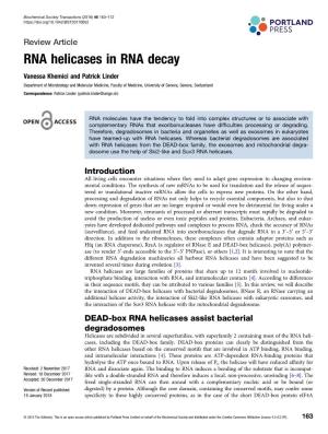 RNA Helicases in RNA Decay