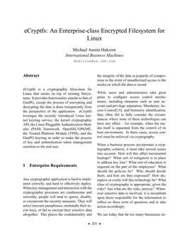 Ecryptfs: an Enterprise-Class Encrypted Filesystem for Linux