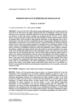 Poissons Des Eaux Intérieures De Madagascar