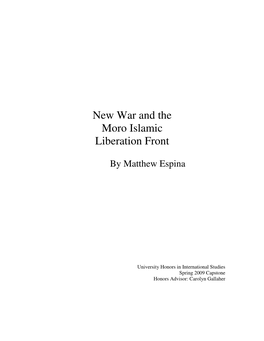 New War and the Moro Islamic Liberation Front