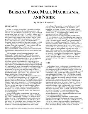 THE MINERAL INDUSTRIES of BURKINA FASO, MALI, MAURITANIA, and NIGER by Philip A