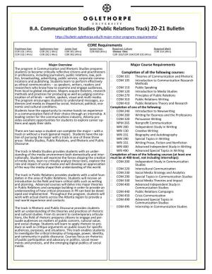B.A. Communication Studies (Public Relations Track) 20-21 Bulletin