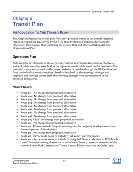 Endorsed Central Maryland Transit Development Plan Chapter 6
