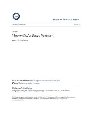 Mormon Studies Review Volume 4 Mormon Studies Review