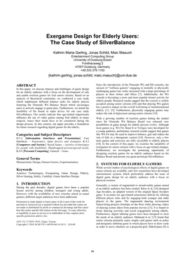 Exergame Design for Elderly Users: the Case Study of Silverbalance