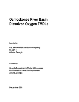 Ochlockonee River Basin Dissolved Oxygen Tmdls