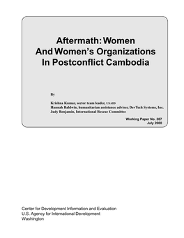 Women and Women's Organizations in Postconflict Cambodia