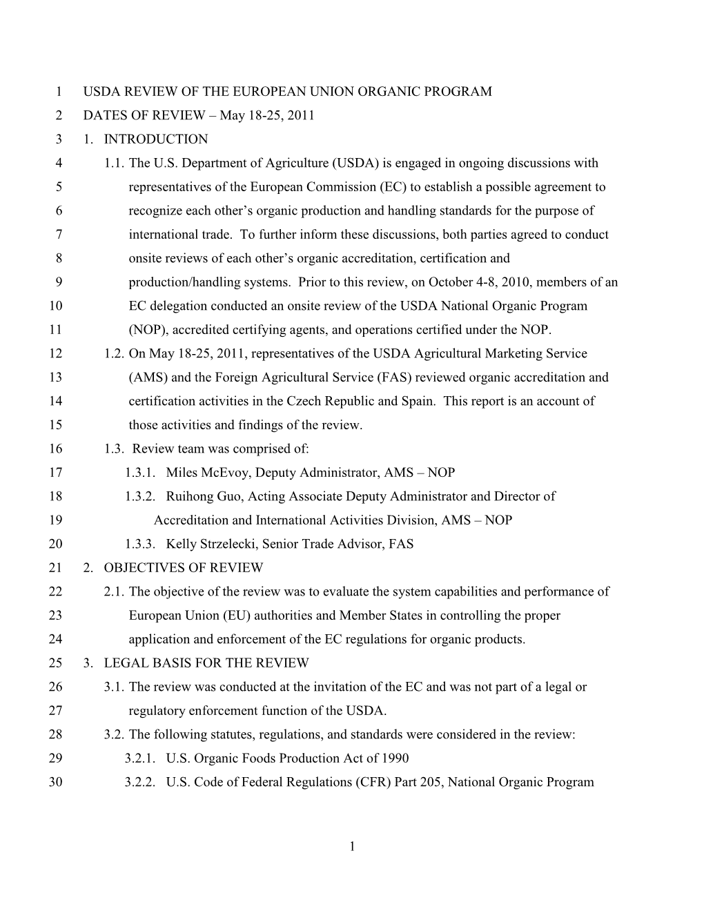 Audit Report of EU Organic Program (Pdf)