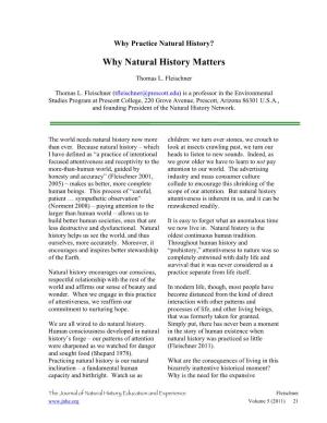 Why Natural History Matters