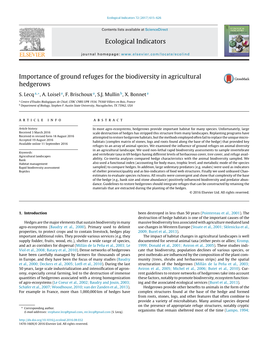 Importance of Ground Refuges for the Biodiversity in Agricultural Hedgerows