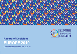 EUROPE 2019 Conference Document No