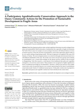 A Participatory Agrobiodiversity Conservation Approach in the Oases: Community Actions for the Promotion of Sustainable Development in Fragile Areas