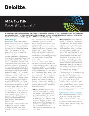 M&A Tax Talks