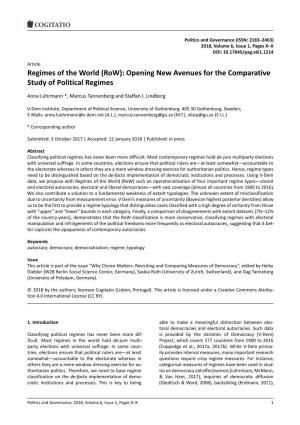 Regimes of the World (Row): Opening New Avenues for the Comparative Study of Political Regimes