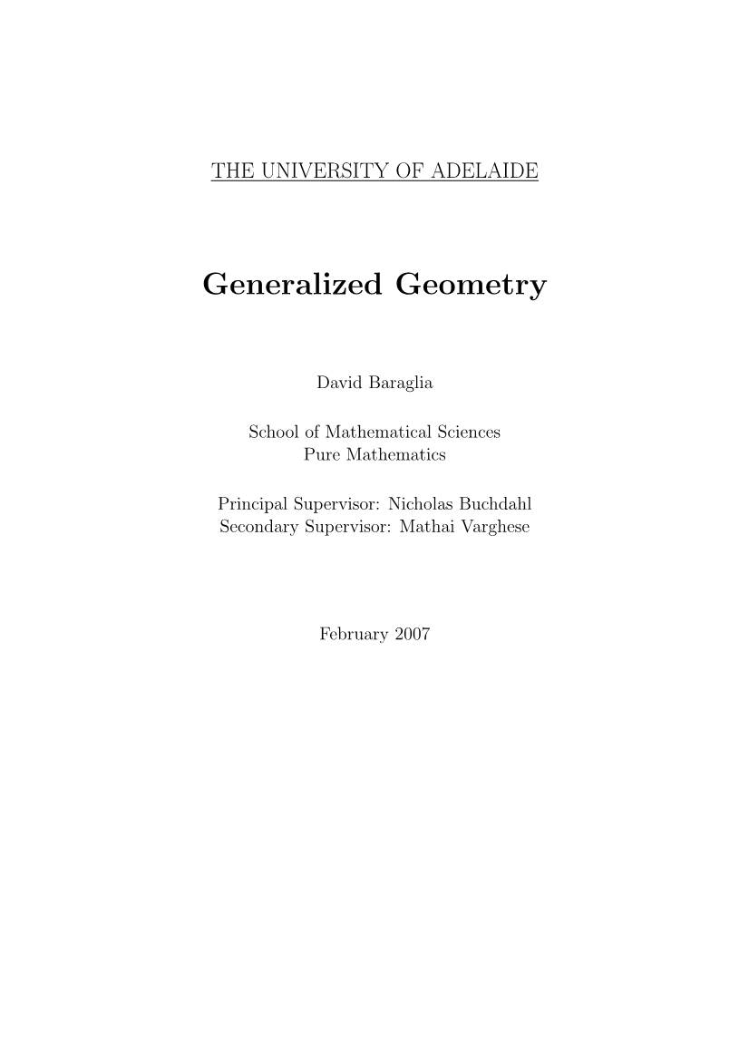 Generalized Geometry