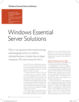 Windows Essential Server Solutions