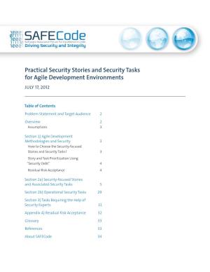Practical Security Stories and Security Tasks for Agile Development Environments JULY 17, 2012