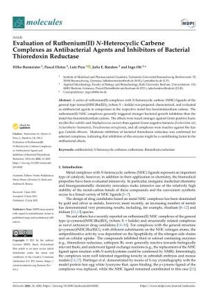 N-Heterocyclic Carbene Complexes As Antibacterial Agents and Inhibitors of Bacterial Thioredoxin Reductase