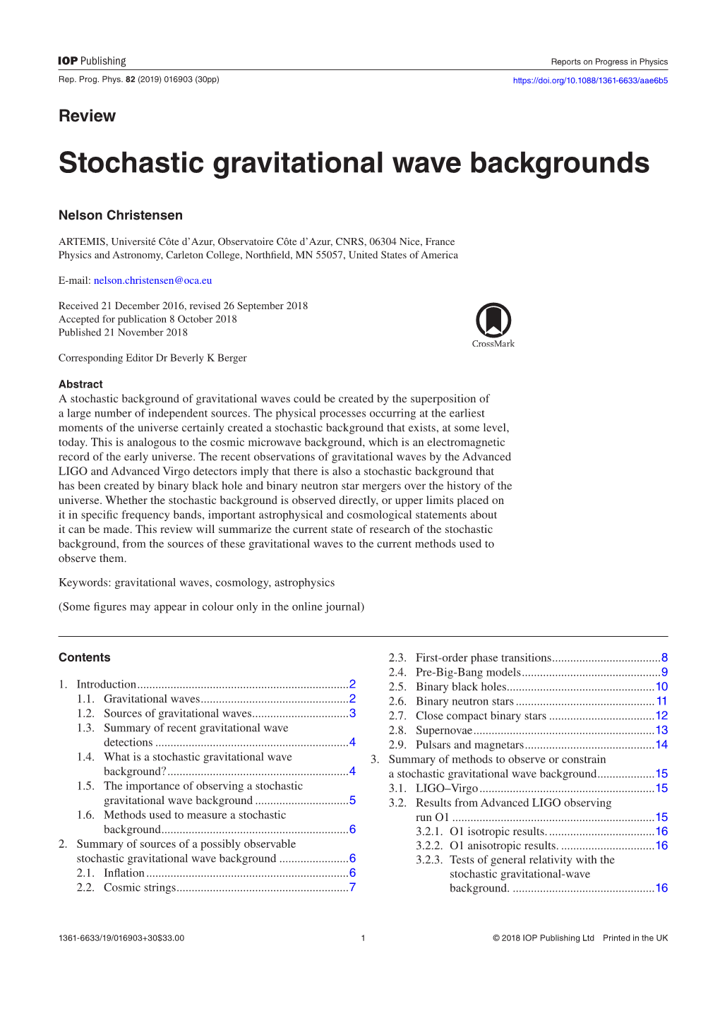Stochastic Gravitational Wave Backgrounds