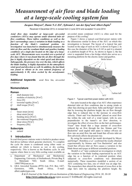 Measurement of Air Flow and Blade Loading at a Large-Scale Cooling System Fan