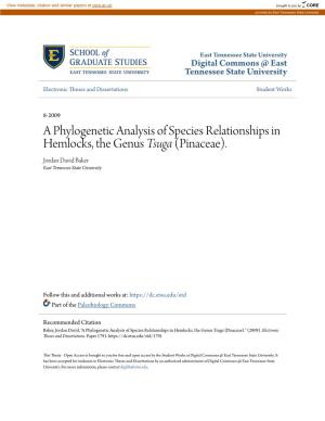 A Phylogenetic Analysis of Species Relationships in Hemlocks, the Genus Tsuga (Pinaceae)